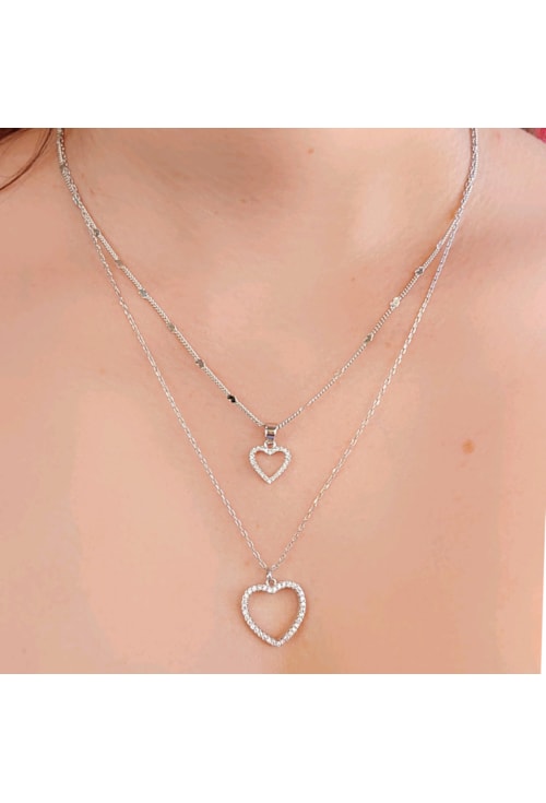 COLAR DE CORAÇÃO VAZADO CRAVEJADO CO457-R