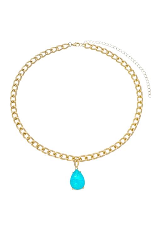 COLAR DE ELOS COM GOTA AZUL TOPÁZIO FUSION CH213-O COLAR DE ELOS COM GOTA AZUL TOPÁZIO FUSION CH213-O