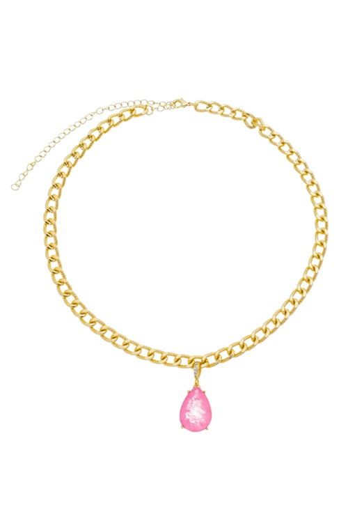 COLAR DE ELOS COM GOTA FÚCSIA FUSION CH213-O