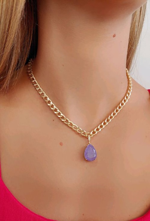 COLAR DE ELOS COM GOTA ULTRA VIOLET FUSION CH213-O