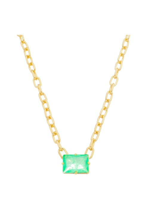 COLAR DE ELOS COM PEDRA TURMALINA VERDE FUSION CO438-O