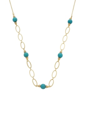 Produto COLAR DE ELOS COM PEDRA TURQUESA NATURAL CO752-O