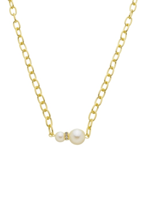 COLAR DE ELOS COM PINGENTE DE PÉROLA COM ZIRCÔNIA CRISTAL CO692-O COLAR DE ELOS COM PINGENTE DE PÉROLA COM ZIRCÔNIA CRISTAL CO692-O