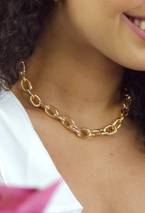 COLAR DE ELOS MODERNO NO OURO CO682-O