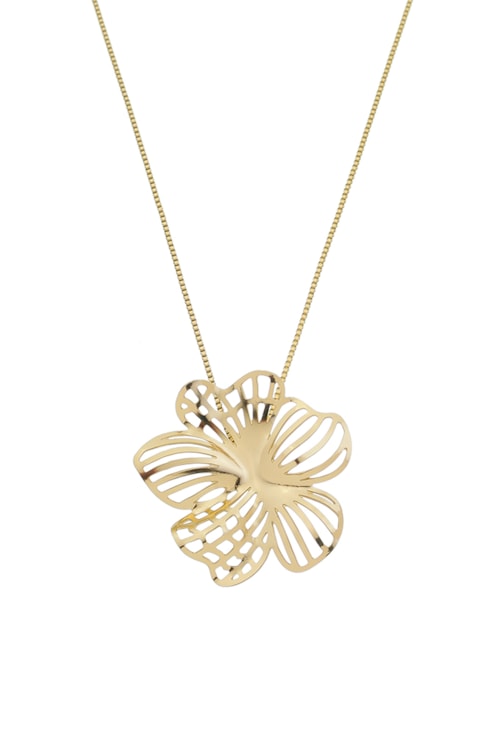 COLAR DE FLOR MÉDIA VAZADA NO OURO CO546-O COLAR DE FLOR MÉDIA VAZADA NO OURO CO546-O