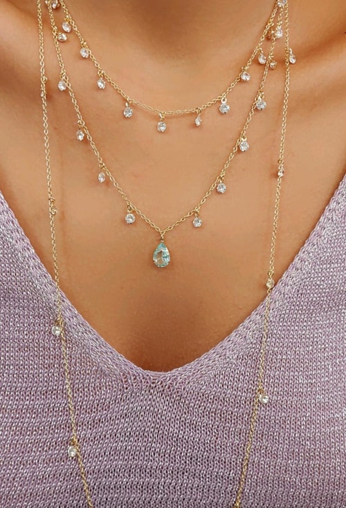 COLAR DE GOTA AZUL PARAÍBA COM CRISTAIS CO492-O