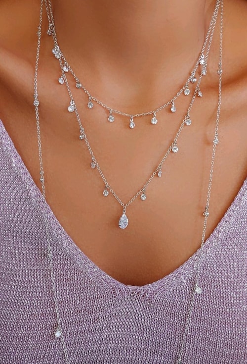 COLAR DE GOTA COM CRISTAIS CO492-R