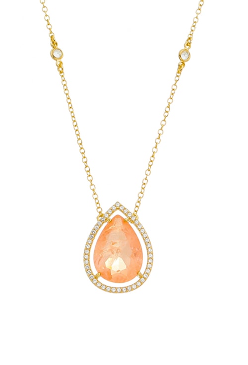 COLAR DE GOTA MORGANITA FUSION CRAVEJADA COM CRISTAIS CO509-O COLAR DE GOTA MORGANITA FUSION CRAVEJADA COM CRISTAIS CO509-O