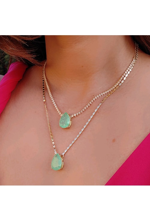 COLAR DE GOTA PARAÍBA VERDE FUSION CH176-O