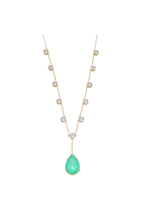 COLAR DE GOTA PARAÍBA VERDE FUSION E PONTOS DE LUZ CO494-O COLAR DE GOTA PARAÍBA VERDE FUSION E PONTOS DE LUZ CO494-O