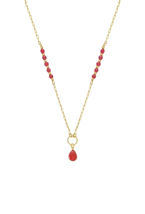 COLAR DE GOTA RUBELITA COM JADE FUCSIA CO756-O