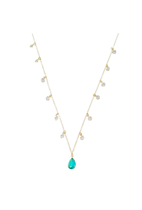 COLAR DE GOTA TURMALINA COM CRISTAIS CO492-O