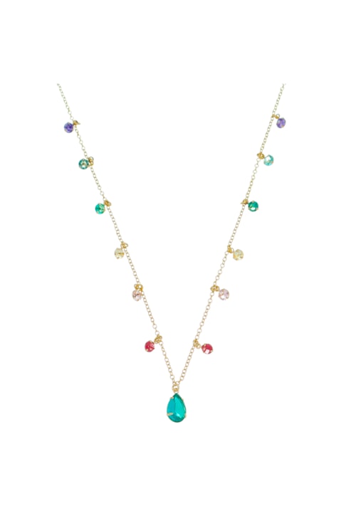 COLAR DE GOTA TURMALINA COM CRISTAIS COLORIDOS CO492-O