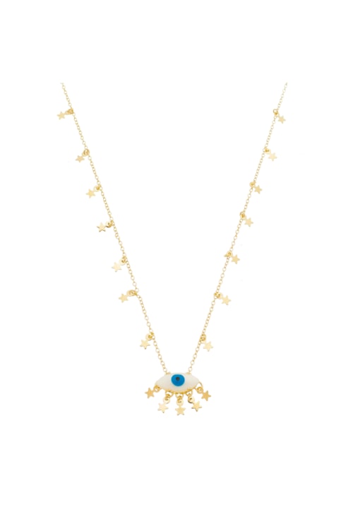 COLAR DE OLHO GREGO COM ESTRELAS NO OURO CO288-O