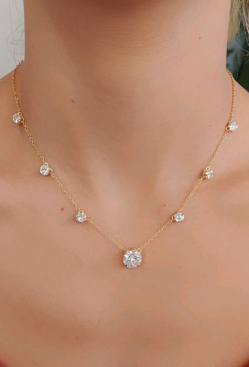 COLAR DE PEDRA COM ZIRCÔNIAS CRISTAIS CO529-O