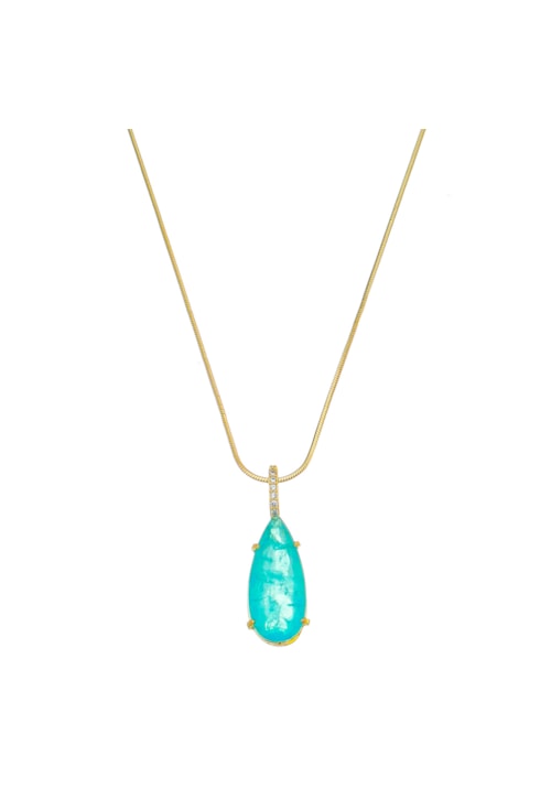 COLAR DE PEDRA FUSION GOTA PARAÍBA BRASIL CO483-O COLAR DE PEDRA FUSION GOTA PARAÍBA BRASIL CO483-O