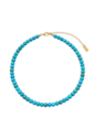 COLAR DE PEDRAS LAPIDADAS REDONDAS TURQUESA BANHADO A OURO CO927-O