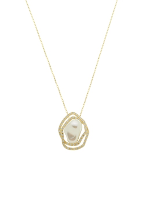 COLAR DE PÉROLA ORGÂNICO CRAVEJADO NO OURO CO719-O COLAR DE PÉROLA ORGÂNICO CRAVEJADO NO OURO CO719-O