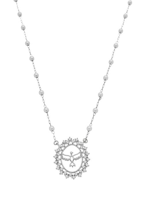 COLAR DE PÉROLAS COM ESPÍRITO SANTO CRAVEJADO CO516-R
