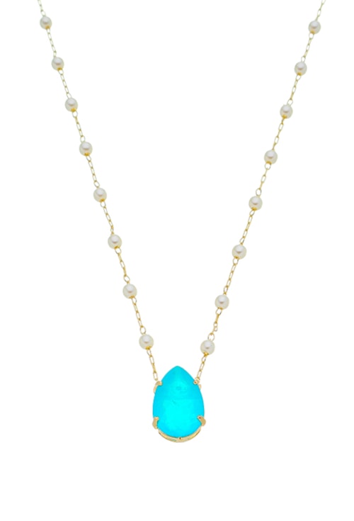 COLAR DE PÉROLAS COM GOTA AZUL TOPÁZIO FUSION CO525-O COLAR DE PÉROLAS COM GOTA AZUL TOPÁZIO FUSION CO525-O