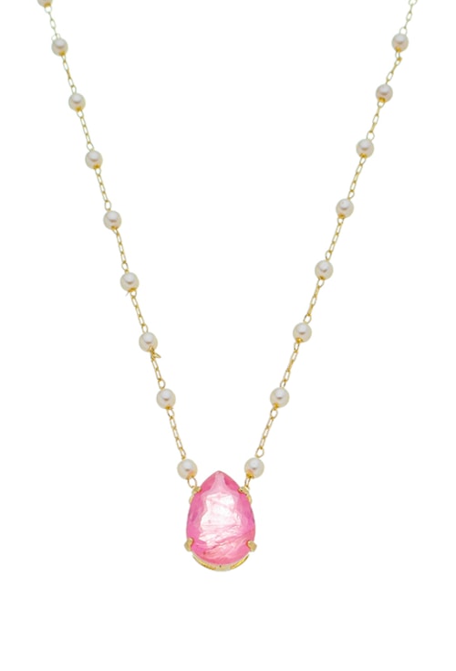COLAR DE PÉROLAS COM GOTA FÚCSIA FUSION CO525-O COLAR DE PÉROLAS COM GOTA FÚCSIA FUSION CO525-O