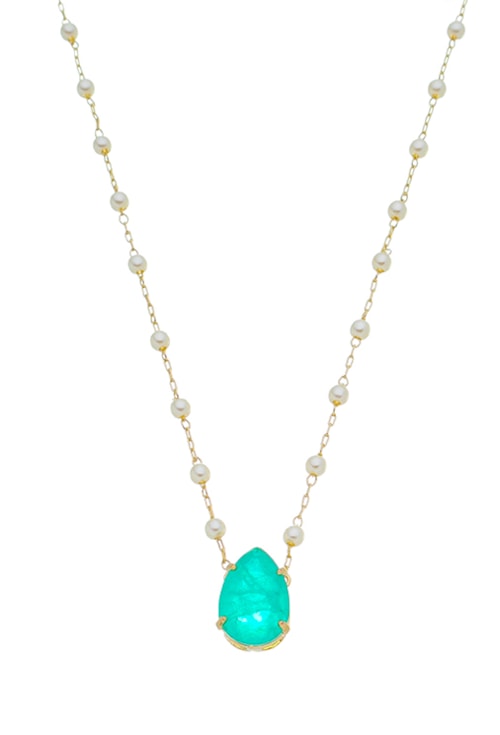 COLAR DE PÉROLAS COM GOTA TURMALINA FUSION CO525-O COLAR DE PÉROLAS COM GOTA TURMALINA FUSION CO525-O