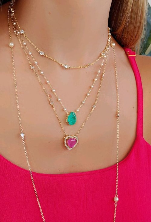 COLAR DE PÉROLAS COM GOTA TURMALINA FUSION CO525-O