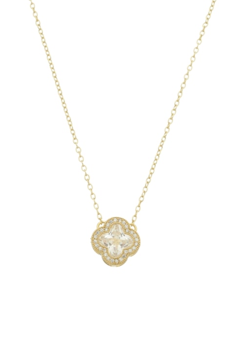 COLAR DE TREVO COM ZIRCÔNIA NO OURO CO623-O