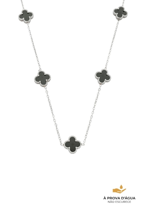 COLAR DE TREVO ÔNIX INOX CO767-A