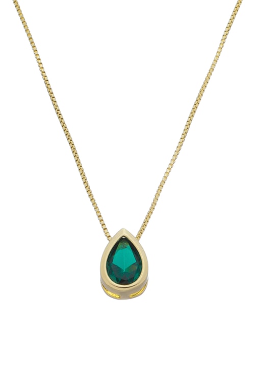 COLAR DELICADO COM GOTA ESMERALDA CO559-O