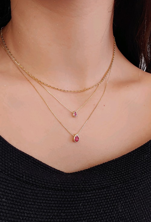 COLAR DELICADO COM GOTA PINK CO559-O