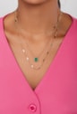 COLAR DELICADO COM PEDRA ESMERALDA LEITOSA CO576-O