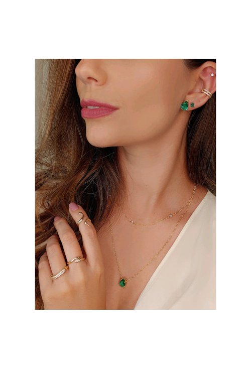 COLAR DUPLO COM GOTA TURMALINA NO OURO CO277-O
