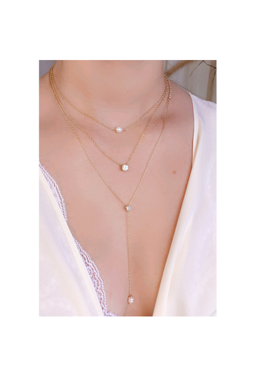 COLAR DUPLO COM PÉROLA BARROCA E ZIRCÔNIA NO OURO CO281-O COLAR DUPLO COM PÉROLA BARROCA E ZIRCÔNIA NO OURO CO281-O