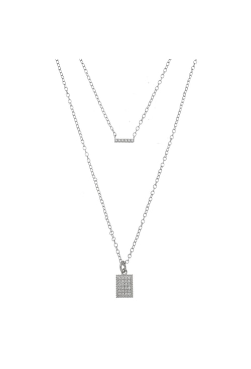 COLAR DUPLO COM PINGENTE PALITO CRAVEJADO CO467-R COLAR DUPLO COM PINGENTE PALITO CRAVEJADO CO467-R