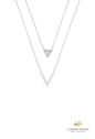 COLAR DUPLO COM TRIÂNGULO E PEDRA AÇO INOX CO859-A