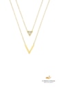 COLAR DUPLO COM TRIÂNGULO E PEDRA AÇO INOX CO859-AD