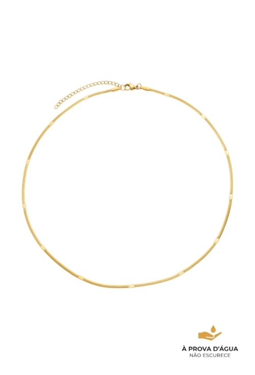 COLAR FITA PRENSADA 2MM EM AÇO INOX DOURADO CO839-AD