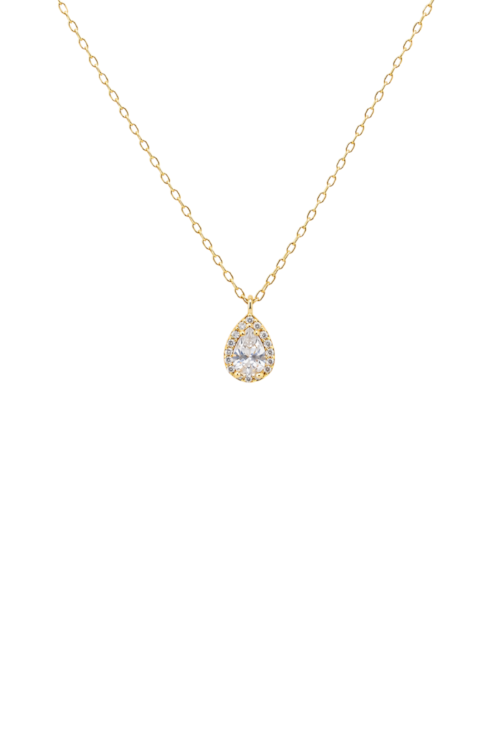 COLAR GOTA COM PEDRA LAPIDADA BANHADO A OURO CO900-O