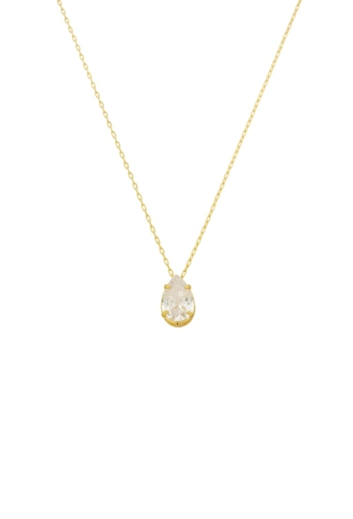 COLAR GOTA ZIRCÔNIA CRISTAL 8X12 MINI INSPIRAÇÃO BANHADO OURO CO879-O