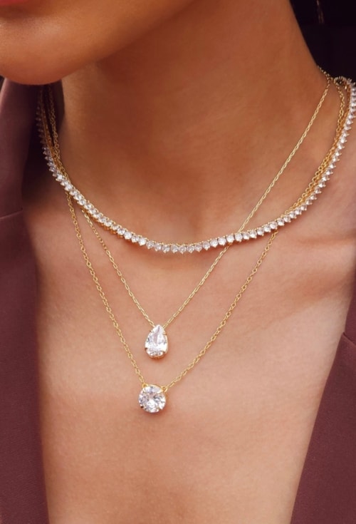 COLAR GOTA ZIRCÔNIA CRISTAL 8X12 MINI INSPIRAÇÃO BANHADO OURO CO879-O