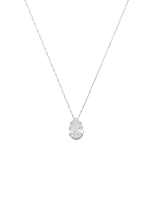 COLAR GOTA ZIRCÔNIA CRISTAL 8X12 MINI INSPIRAÇÃO BANHADO RÓDIO CO879-R