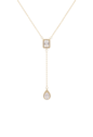 COLAR GRAVATA COM PINGENTES RETANGULAR E GOTA BANHADO A OURO 18K CO912-O