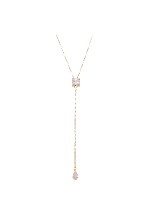 COLAR GRAVATINHA COM PEDRA GOTA E QUADRADA DE ZIRCÔNIA CO250-O COLAR GRAVATINHA COM PEDRA GOTA E QUADRADA DE ZIRCÔNIA CO250-O
