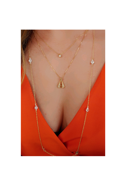 COLAR LONGO COM GOTAS ZIRCÔNIA CRISTAL CO386-O