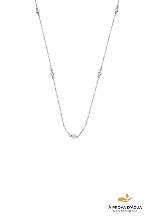 COLAR LONGO ELOS COM ZIRCÔNIA 4MM AÇO INOX POLIDO CO872-A