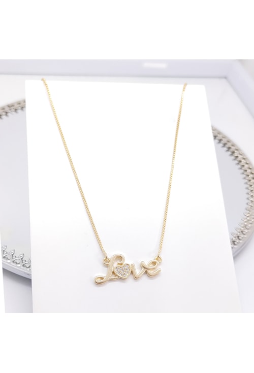 COLAR LOVE COM ZIRCÔNIA CRISTAL NO OURO CO199-O