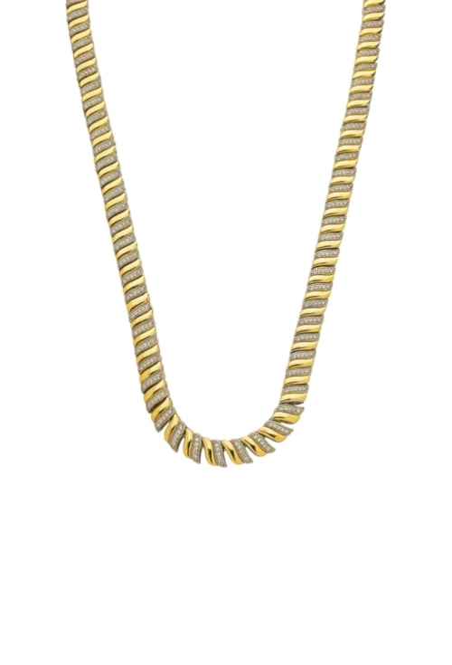 COLAR LUXO COM ELOS CRAVEJADOS COM BANHO MISTO CO813-OR