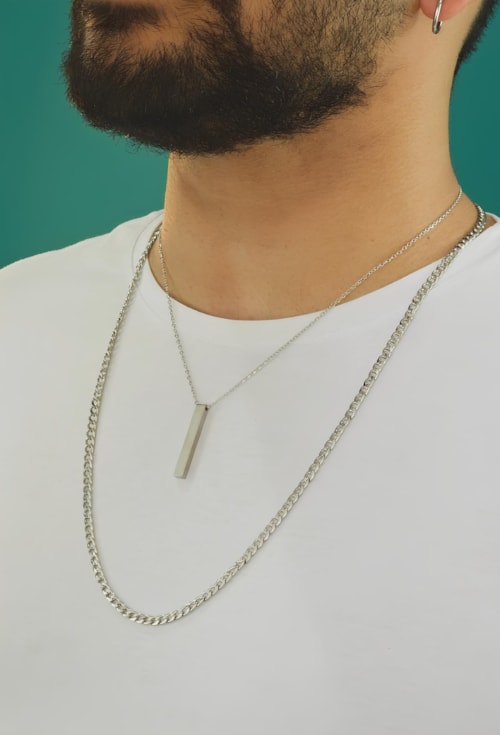 COLAR MASCULINO COM PINGENTE GEOMÉTRICO INOX CO674-A COLAR MASCULINO COM PINGENTE GEOMÉTRICO INOX CO674-A