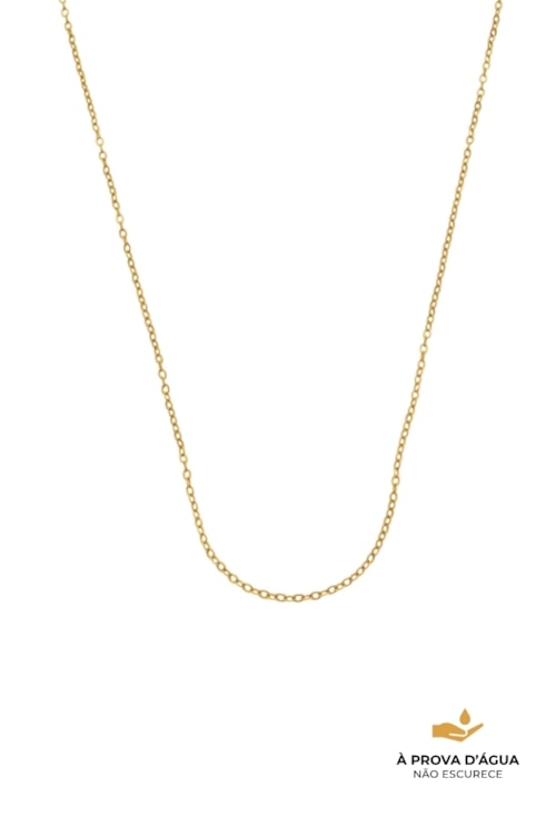 COLAR MASCULINO CORRENTE CADEADO INOX DOURADO CO777-AD